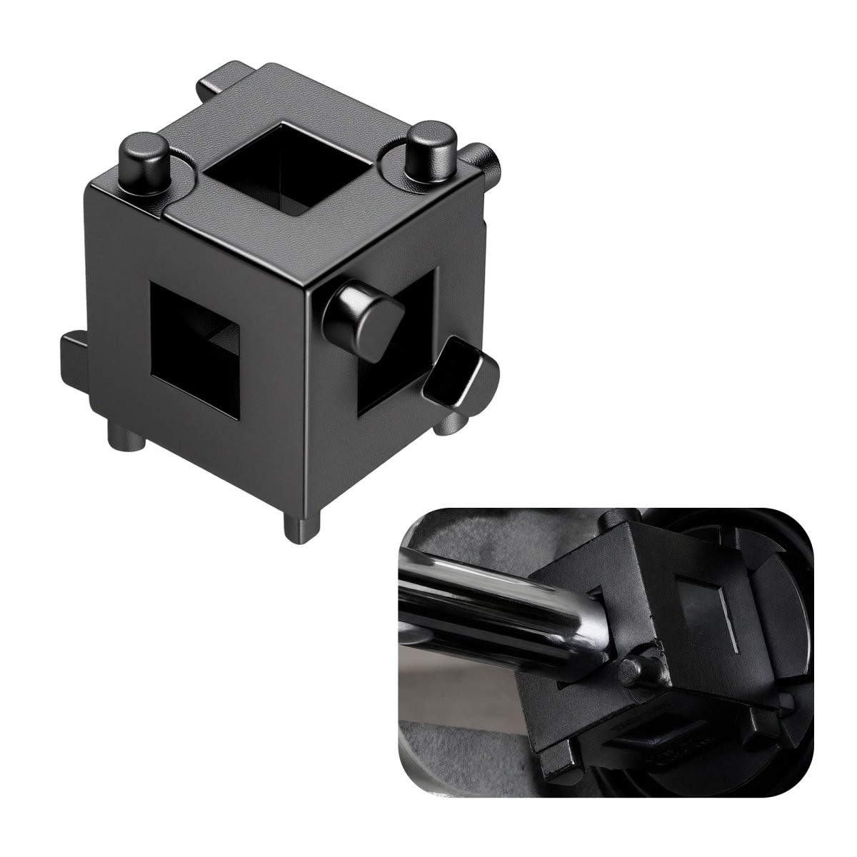 Brake Caliper Compression Tool With 3 8 In Square Drive 6 Sided Piston For Discs Steel Rear Brake Reset Black