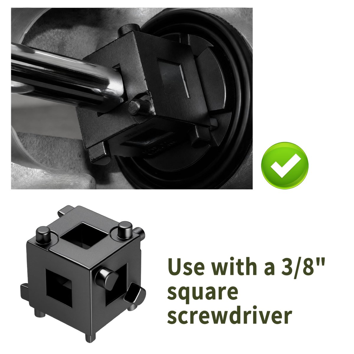 Brake Caliper Compression Tool With 3 8 In Square Drive 6 Sided Piston For Discs Steel Rear Brake Reset Black