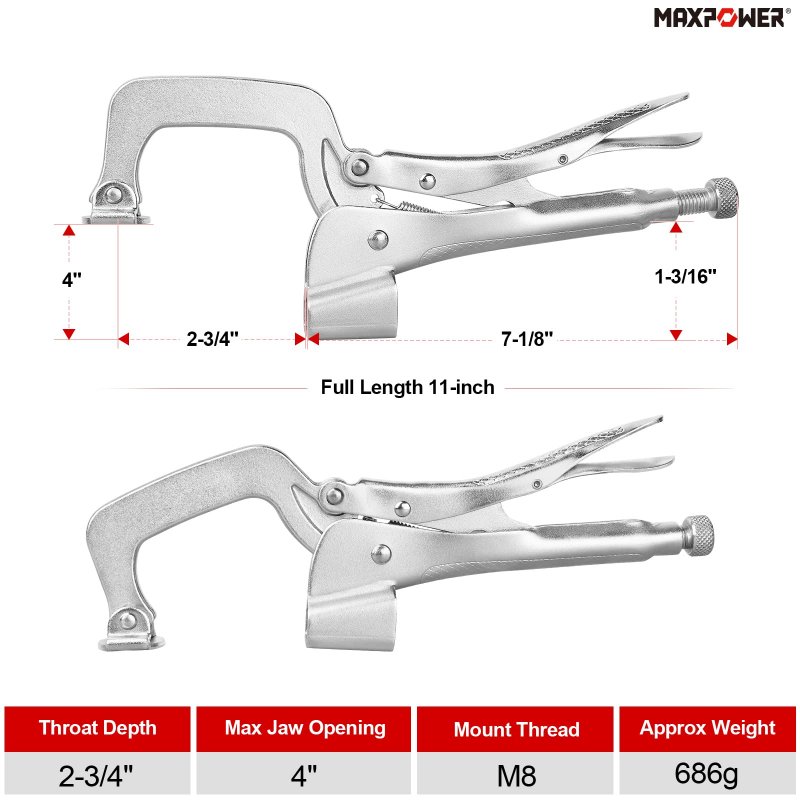 Maxpower Bench Clamp 11-inch Welding Table Mount Locking C-clamps Pack Of 2