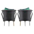 Baomain Rocker Switch Spst On Off 3 Pins Green Light Round Ac 250v 6a 125v 10a 2 Pack