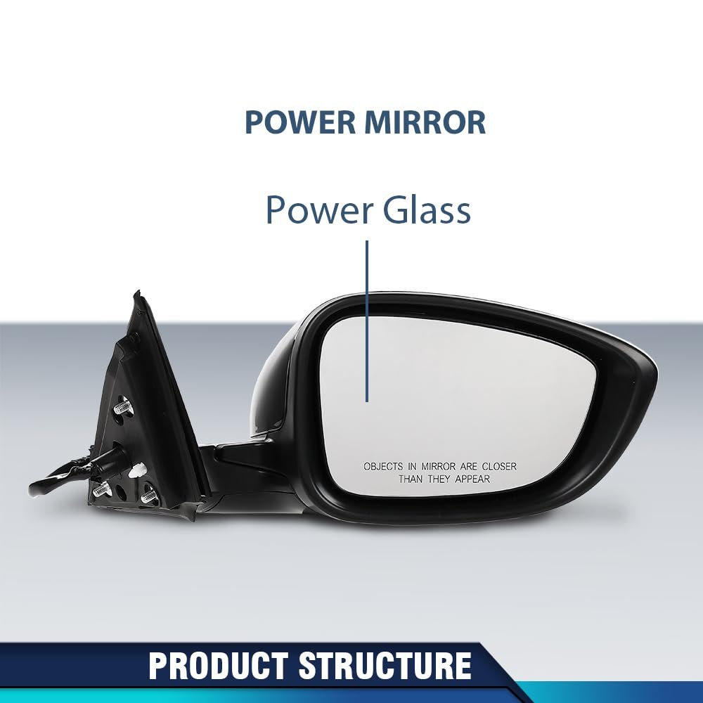 Mirrors Power Pair For Honda Accord Sedan 2018-2022 3-pin Manual Folding Glossy Black