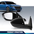 Mirrors Power Pair For Honda Accord Sedan 2018-2022 3-pin Manual Folding Glossy Black