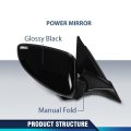 Mirrors Power Pair For Honda Accord Sedan 2018-2022 3-pin Manual Folding Glossy Black
