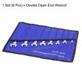 Uxcell Double Open-end Wrench Set 5 5-18mm Metric Cr-v Steel With Rolling Pouch 8-piece
