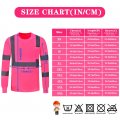 A-safety Work Safety Shirt Breathable Cool Dri Performance Men Women High Visibility Force Long Sleeve Tee Pink Xl