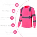 A-safety Work Safety Shirt Breathable Cool Dri Performance Men Women High Visibility Force Long Sleeve Tee Pink Xl