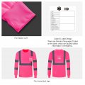 A-safety Work Safety Shirt Breathable Cool Dri Performance Men Women High Visibility Force Long Sleeve Tee Pink Xl