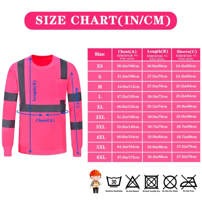 A-safety Work Safety Shirt Breathable Cool Dri Performance Men Women High Visibility Force Long Sleeve Tee Pink Xl