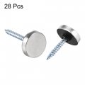 Uxcell Mirror Screws 16mm 0 63 28pcs Decorative Cap Fasteners Cover Nails Wire Drawing Silver Tone 201 Stainless Steel
