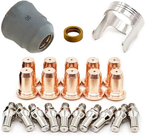 23pcs Plasma Cutting Torch Consumables For Pt60 Pt40 Ipt60 Ipt40 1 0mm 0 039 In Tip Electrode Shield Cap Stand Off And Swirl