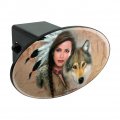 Spirit Of The Wolf Native American Oval Tow Trailer Hitch Cover Plug Insert