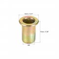 Uxcell M6 Carbon Steel Rivet Nuts Flat Head Insert Yellow Zinc Plated 100 Pcs
