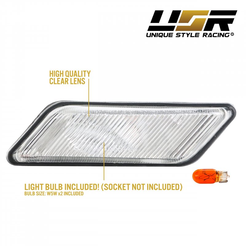 Clear Lens Side Marker Light Set For 1996 2002 Bmw Z3 Roadster M Coupe Left And Right Front Fender Lamps With Amber Bulbs