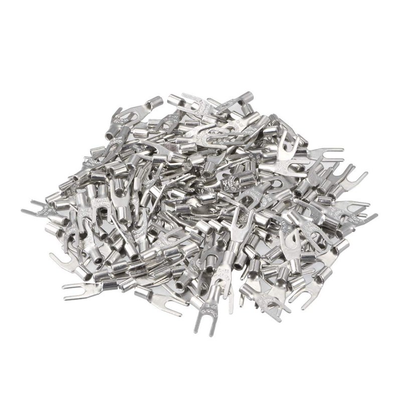 250pcs Snb1 25-3 2 Non-insulated U-type Copper Crimp Terminals Awg22-16 Wire Connector Silver Tone