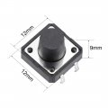 12x12x9mm Panel Mini Micro Small Pcb Momentary Tactile Tact Push Button Switch Dip Black 5pcs