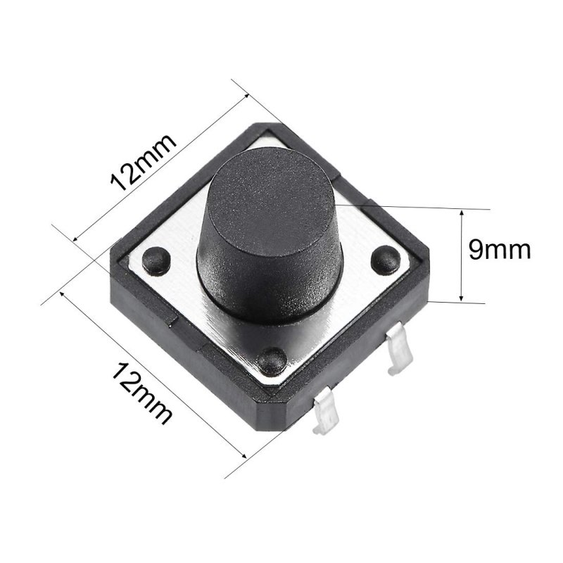 12x12x9mm Panel Mini Micro Small Pcb Momentary Tactile Tact Push Button Switch Dip Black 5pcs