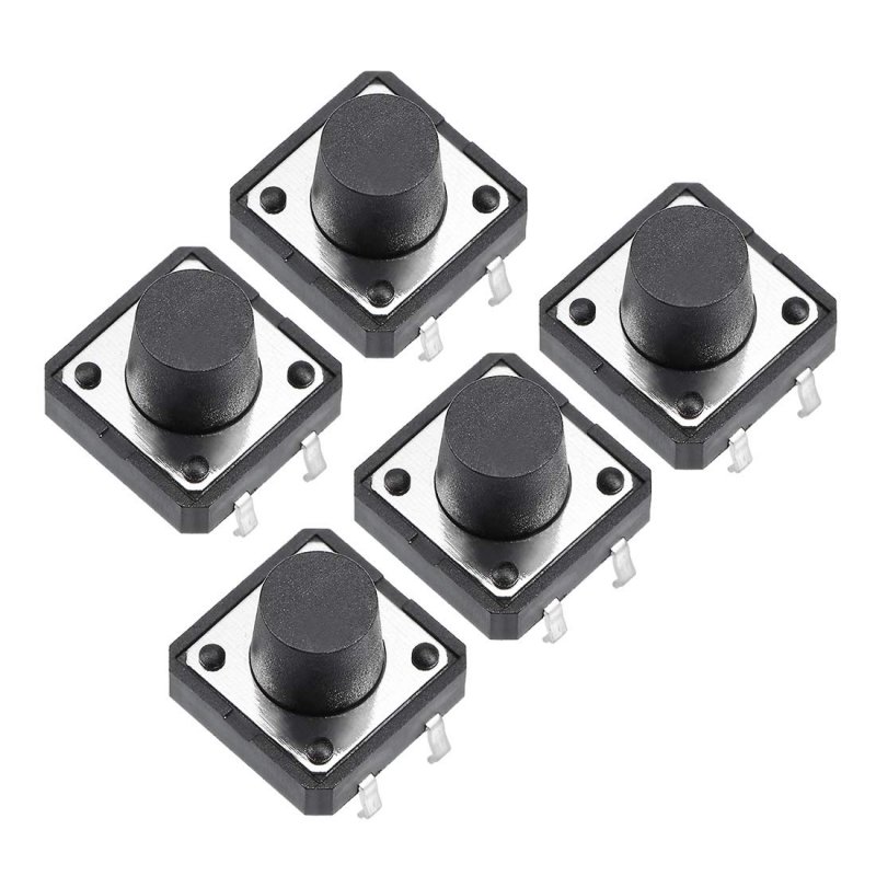 12x12x9mm Panel Mini Micro Small Pcb Momentary Tactile Tact Push Button Switch Dip Black 5pcs
