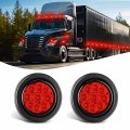Nilight 2inch Round Marker Light 2pcs Red 9led Led Clearance Flush Mount With Plug Grommet Pigtail Hardwired For 12v Truck 
