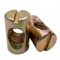 M8x20mm Slotted Barrel Nuts Cross Dowel Galvanized Carbon Steel For Furniture Beds Chairs 20 Pieces 