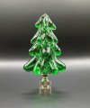 Holiday-christmas Lamp Finial-green Glass Tree-polished Nickel Base