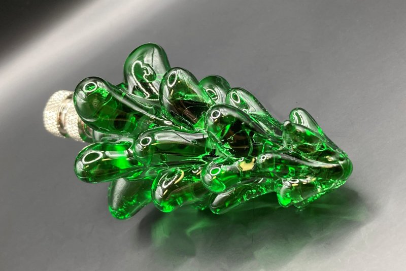 Holiday-christmas Lamp Finial-green Glass Tree-polished Nickel Base