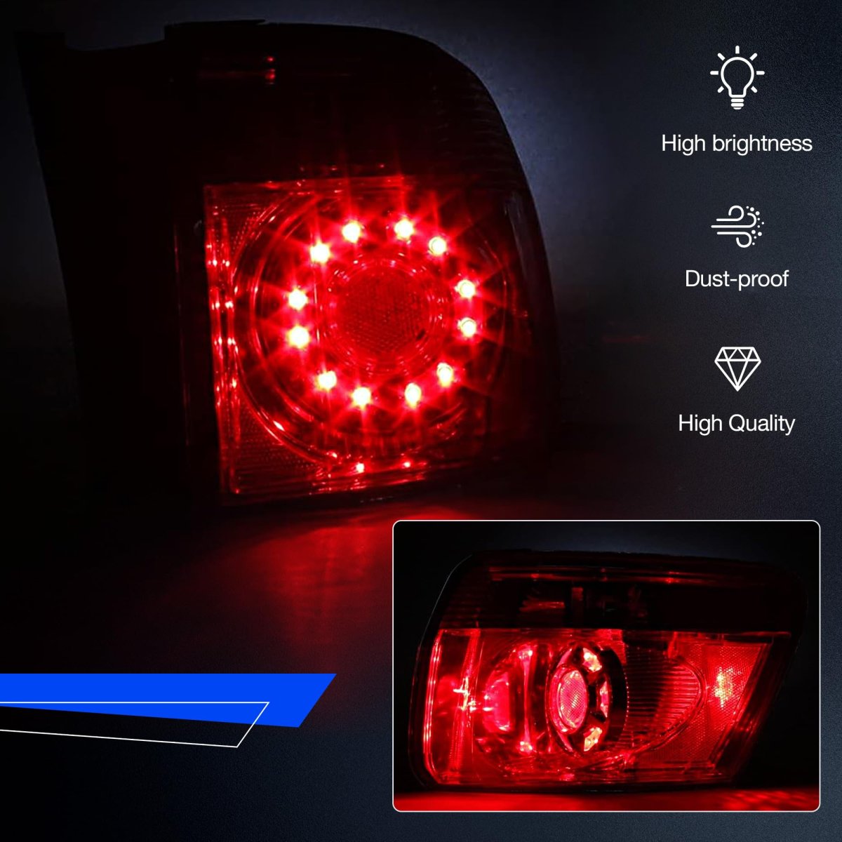 Brake Tail Light Assembly For 2007 2012 Gmc Acadia Suv Driver Side Left Lh Waterproof Led Replaces Gm2800216 And 20912757 Red