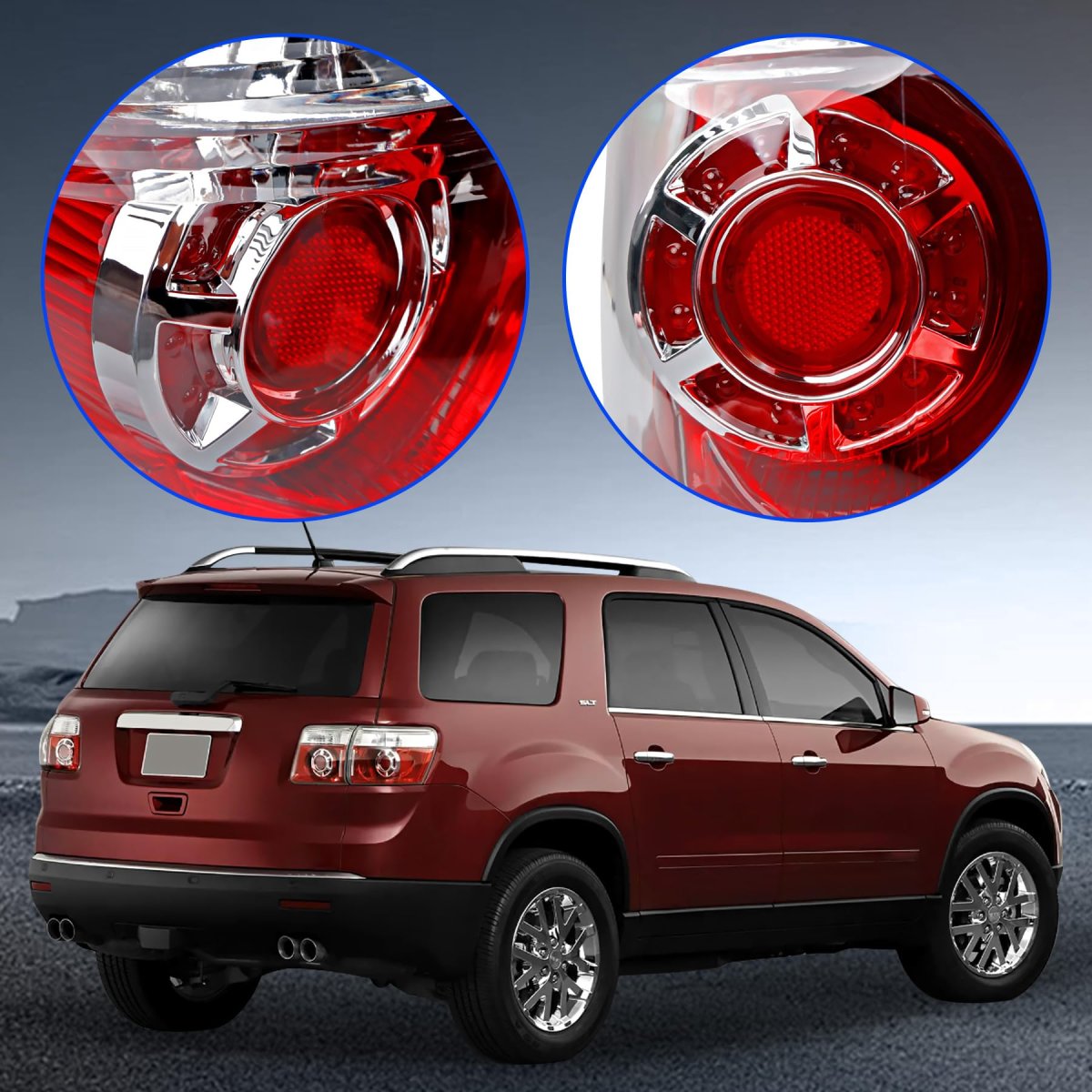 Brake Tail Light Assembly For 2007 2012 Gmc Acadia Suv Driver Side Left Lh Waterproof Led Replaces Gm2800216 And 20912757 Red