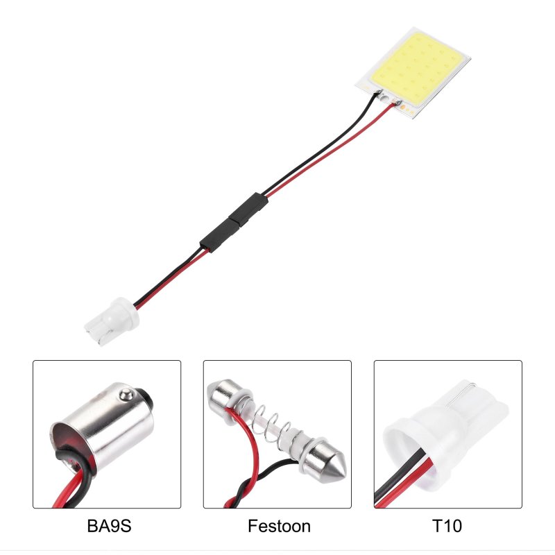 Cob Led Panel Lamp Reading Ceiling Plate Light 24-surface Mount Device Dc12v White With Ba9s T10 Festoon Adapter 4set