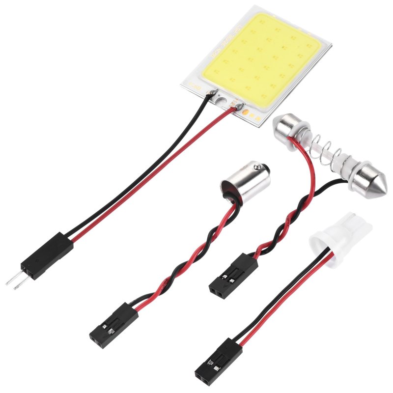 Cob Led Panel Lamp Reading Ceiling Plate Light 24-surface Mount Device Dc12v White With Ba9s T10 Festoon Adapter 4set