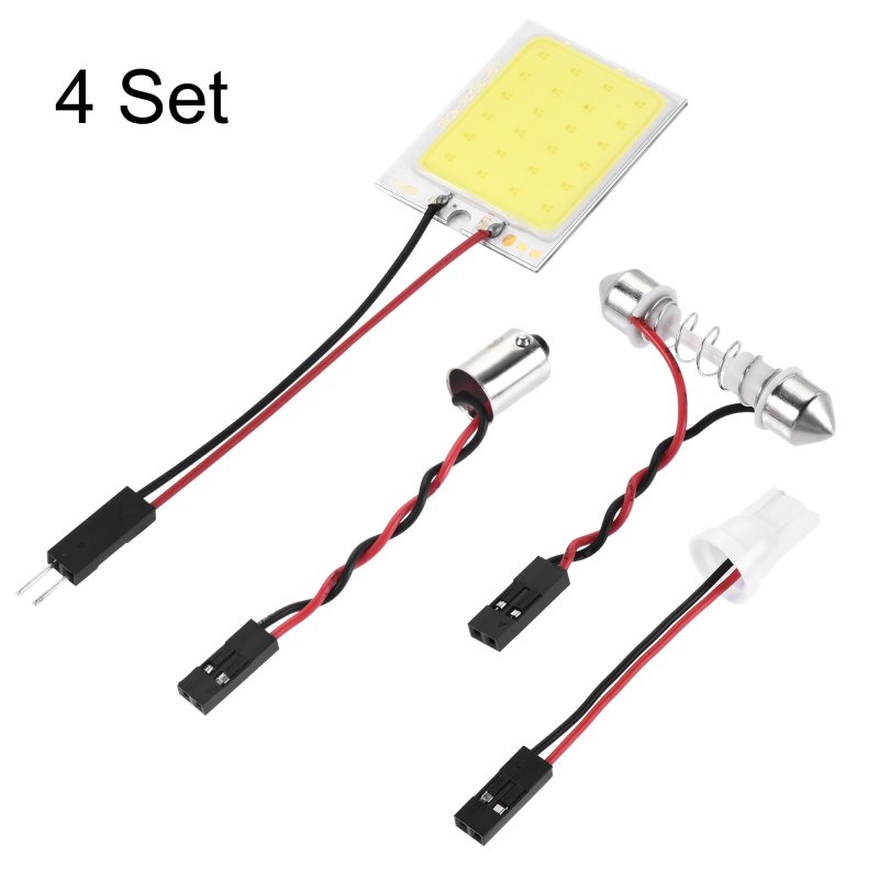 Cob Led Panel Lamp Reading Ceiling Plate Light 24-surface Mount Device Dc12v White With Ba9s T10 Festoon Adapter 4set
