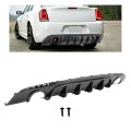 Rear Bumper Diffuser For 2015-2023 Chrysler 300 Models Dual Round Exhaust Shark Fin Lower Spoiler Valance Lip Splitter Plastic 