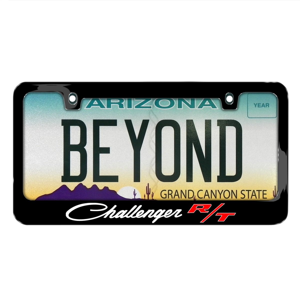 Dodge Challenger R T Classic License Plate Frame Black Metal Uv Led Printed 12 In X 6 Official Licensed With Screw Covers