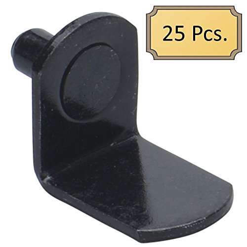 5mm Bracket Style Cabinet Shelf Support Pegs 25 Pack L Clips For Kitchen And Bookcase Black Finish Metal Pins 3 8 In Length