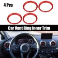 4 Pcs Red Air Conditioner Vent Ring Inner Trim Aluminum Alloy Decoration Cover For Audi A3 S3 Q2l 2013-2021