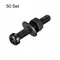 Uxcell Nylon Screw Nut Washer Assortment Kit M4x25mm Round Head Machine Bolt Nuts Flat Washers Black 50 Set