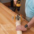Self Centering Doweling Jig Kit Adjustable Width Drilling Guide Power Tool Accessory Jigs 64mm Yellow Wooden Board Vertical