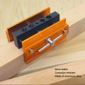 Self Centering Doweling Jig Kit Adjustable Width Drilling Guide Power Tool Accessory Jigs 64mm Yellow Wooden Board Vertical