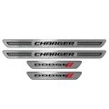 Dodge Charger Silver Real Carbon Fiber 4 Pcs Universal Door Sill Step Protector Kick Plates Official Licensed