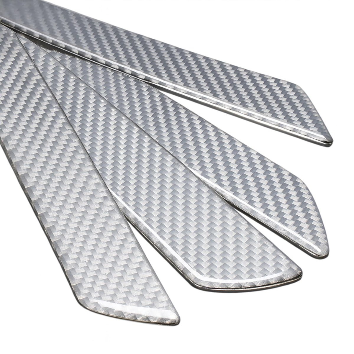 Dodge Charger Silver Real Carbon Fiber 4 Pcs Universal Door Sill Step Protector Kick Plates Official Licensed
