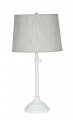 Urbanest Windsor Adjustable Table Lamp Matte White Finish Base With Gray Tone Natural Linen Lampshade 