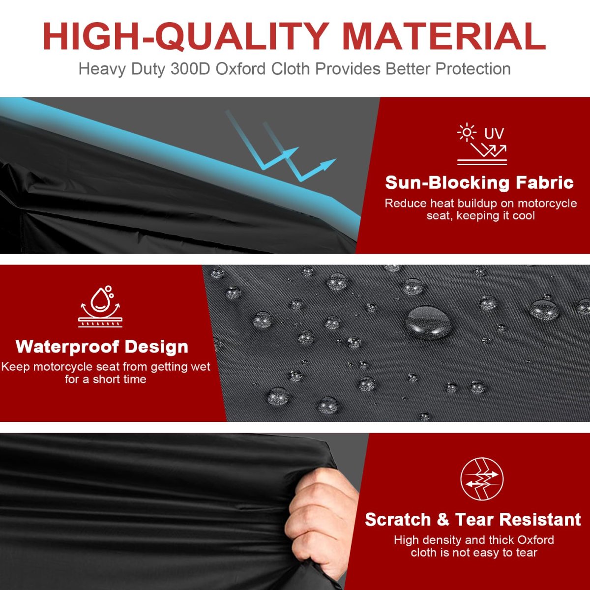 Dream Apparel Motorcycle Seat Cover Sun Shade Waterproof Outdoor Rain Dust Protection Universal Fit Heavy Duty Windproof