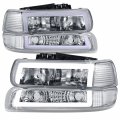 Auto Dynasty 4pcs L-led Drl Headlights And Bumper Lamps For Chevy Silverado Suburban 1500-3500 Tahoe 1999-2006 Driver Passenger 