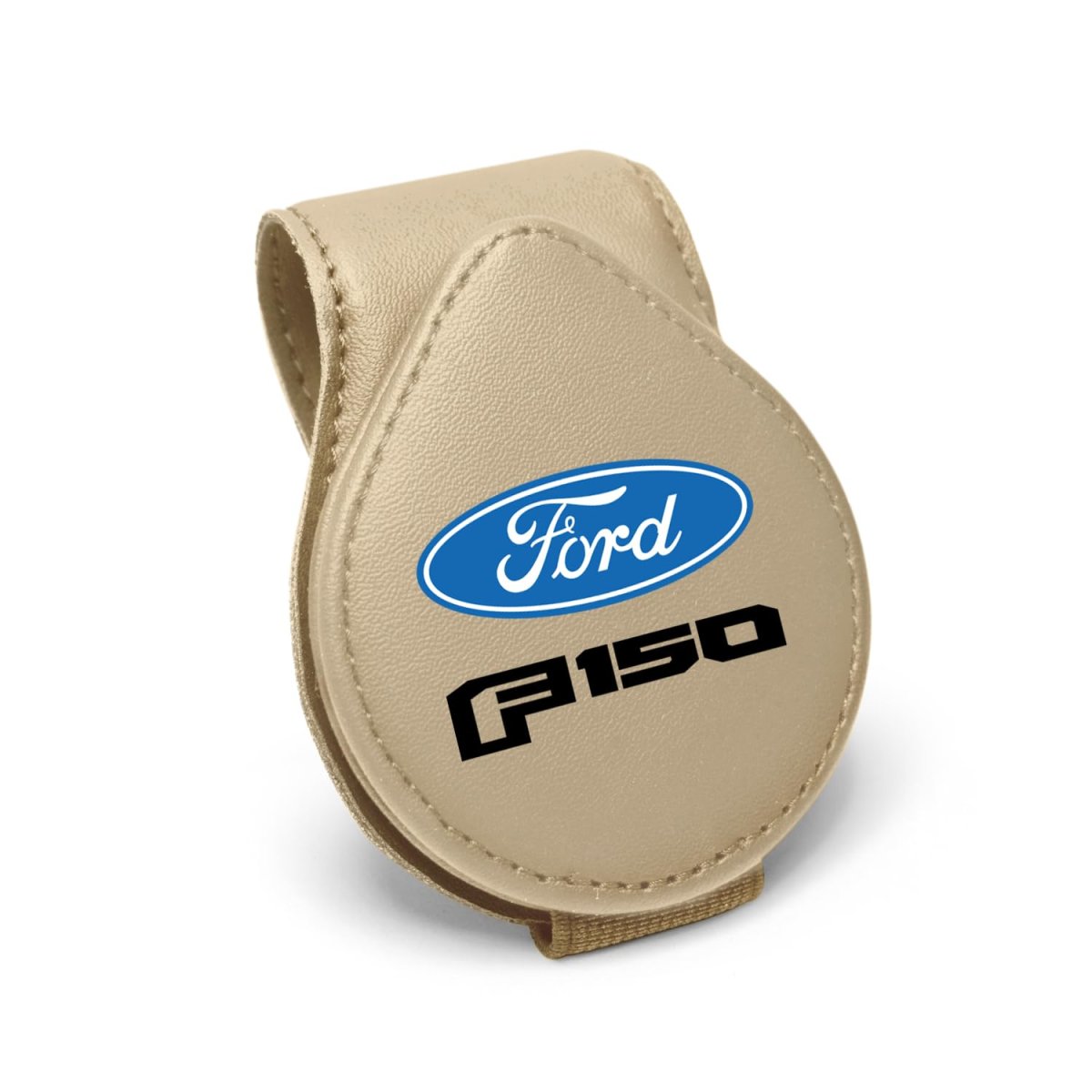 Ford F 150 2015 Up Magnetic Sunglass Holder Beige Faux Leather Sun Visor Mount Clip Officially Licensed 2 5 In X 3 38