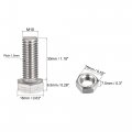 Uxcell M10 X 30mm Hex Head Screws Bolts Nuts Flat Lock Washers Kits 304 Stainless Steel Fully Thread Hexagon 8 Sets