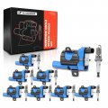 A-premium Set Of 8 Blue Round Ignition Coil Pack And Iridium Spark Plugs Compatible With Chevrolet Silverado Gmc Sierra 1500