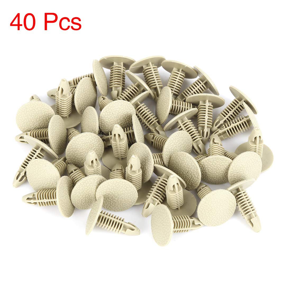 40pcs 6mm Hole Dia Plastic Bolt Rivets Fastener Trim Panel Retainer Clips Khaki For Car