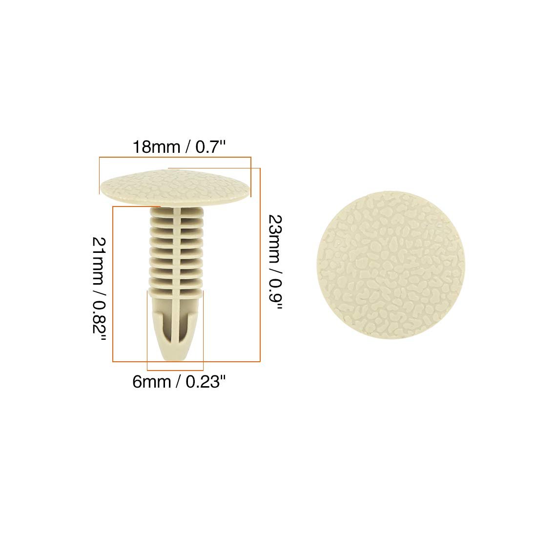 40pcs 6mm Hole Dia Plastic Bolt Rivets Fastener Trim Panel Retainer Clips Khaki For Car