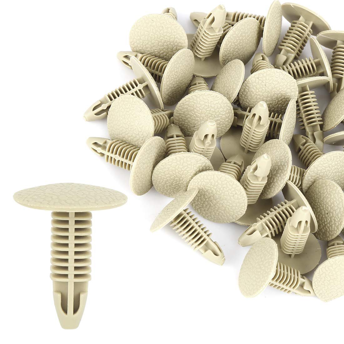 40pcs 6mm Hole Dia Plastic Bolt Rivets Fastener Trim Panel Retainer Clips Khaki For Car