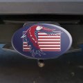 Patriotic Red White And Blue American Bald Eagle Over Usa Flag Oval Tow Trailer Hitch Cover Plug Insert