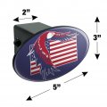 Patriotic Red White And Blue American Bald Eagle Over Usa Flag Oval Tow Trailer Hitch Cover Plug Insert